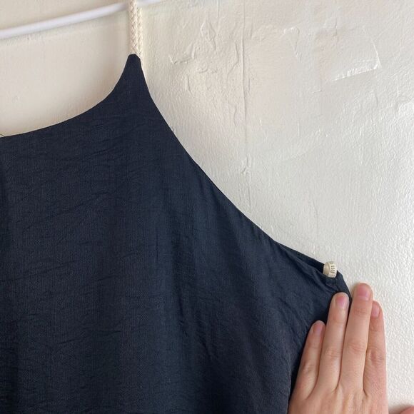 Anthropologie Moon River Sz L Dress NWT Crepe Coastal Mini Beach Vacation Black - Picture 5 of 11